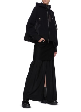 Figure View - Click To Enlarge - SACAI - Wool Overlay Appliqued Maxi Skirt