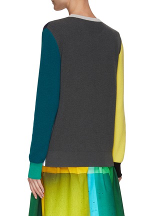 Back View - Click To Enlarge - AKRIS - LONG SLEEVES COLOUR BLOCK CASHMERE SWEATER