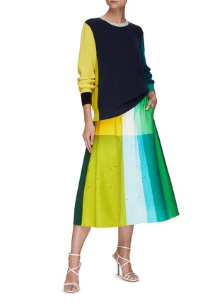 Figure View - Click To Enlarge - AKRIS - LONG SLEEVES COLOUR BLOCK CASHMERE SWEATER