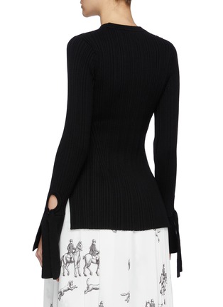 Back View - Click To Enlarge - 3.1 PHILLIP LIM - Variegated Rib LS Cuffed Crew Neck Top