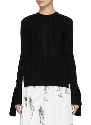 Main View - Click To Enlarge - 3.1 PHILLIP LIM - Variegated Rib LS Cuffed Crew Neck Top