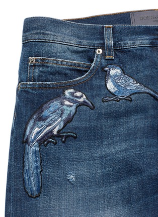  - - - 'Gold 14' bird patch embroidery jeans