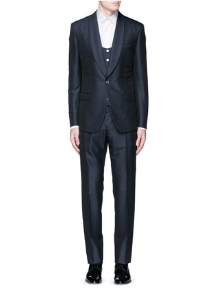 Main View - Click To Enlarge - - - Diamond jacquard wool-silk three piece tuxedo suit