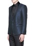 Front View - Click To Enlarge - - - 'Martini' stripe jacquard tuxedo blazer and waistcoat set
