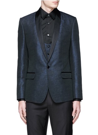 Main View - Click To Enlarge - - - 'Martini' stripe jacquard tuxedo blazer and waistcoat set