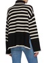 Back View - Click To Enlarge - TOTEME - Striped Turtleneck Wool Cotton Blend Sweater