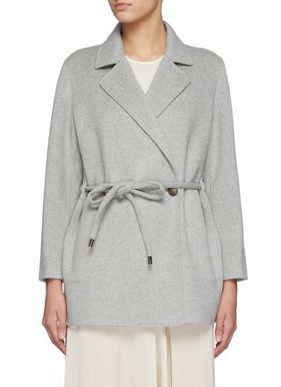 Main View - Click To Enlarge - THEORY - Clariene' Drawstring Waist Belt Cashmere Wool Blend Double Breasted Blazer