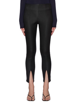 Main View - Click To Enlarge - THEORY - Front Slit Slim Fit Lamb Leather Pants