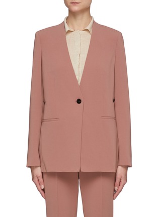 Main View - Click To Enlarge - THEORY - Collarless One Button Crepe Single Breasted Blazer