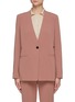 THEORY - Collarless One Button Crepe Single Breasted Blazer