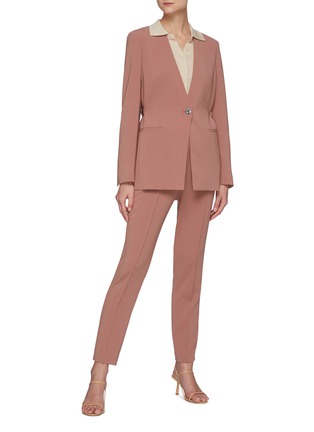 Figure View - Click To Enlarge - THEORY - Collarless One Button Crepe Single Breasted Blazer