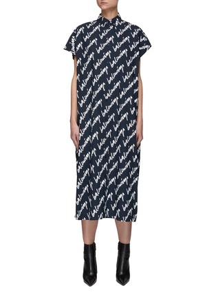 Main View - Click To Enlarge - BALENCIAGA - Cursive Logo Print Sleeveless Cotton Dress