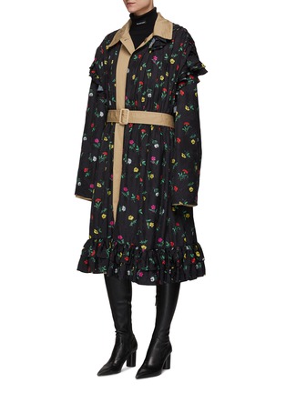 Detail View - Click To Enlarge - BALENCIAGA - Reversible Floral Jacquard Cotton Trench Coat