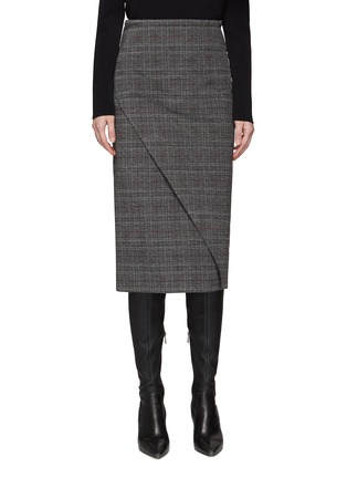 Main View - Click To Enlarge - BALENCIAGA - Bonded Check Diagonal Wrap Skirt
