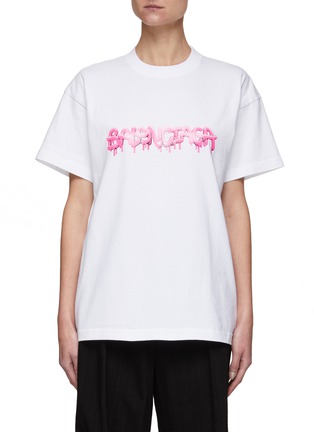 Main View - Click To Enlarge - BALENCIAGA - Dripping Logo Print Cotton T-shirt