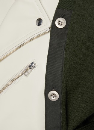  - THE KEIJI - Detachable Faux Leather Biker Panel Knit Coat