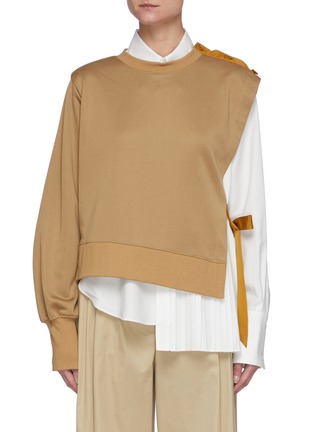 Main View - Click To Enlarge - THE KEIJI - Sweatshirt And Pleat Panel Shirt