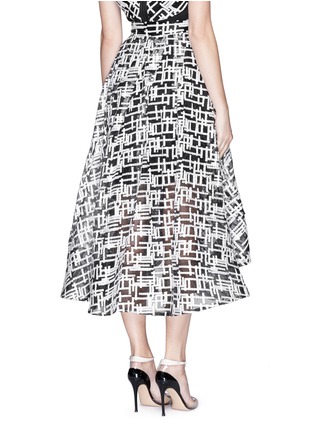 Back View - Click To Enlarge - MATICEVSKI - 'Interval' grid embroidery organdy full skirt