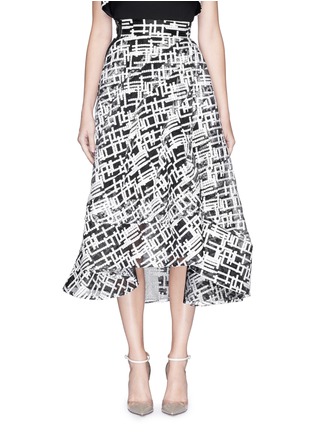 Main View - Click To Enlarge - MATICEVSKI - 'Interval' grid embroidery organdy full skirt