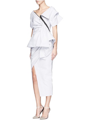 Figure View - Click To Enlarge - MATICEVSKI - 'Tempest' ruched cotton-linen faux wrap skirt