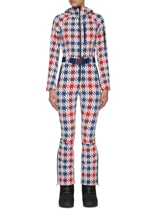 Main View - Click To Enlarge - PERFECT MOMENT - Gingham Star Print One-piece ski suit