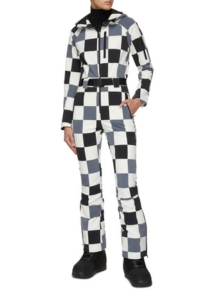 Figure View - Click To Enlarge - PERFECT MOMENT - Checkerboard Print One-piece Ski Suit