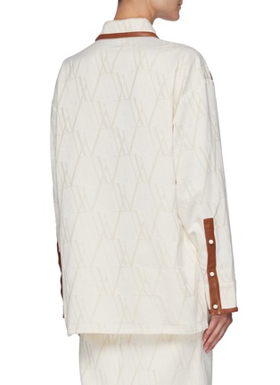 Back View - Click To Enlarge - JACQUES WEI - Jacquard Drop Shoulder Leather Binded Shirt