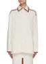 Main View - Click To Enlarge - JACQUES WEI - Jacquard Drop Shoulder Leather Binded Shirt