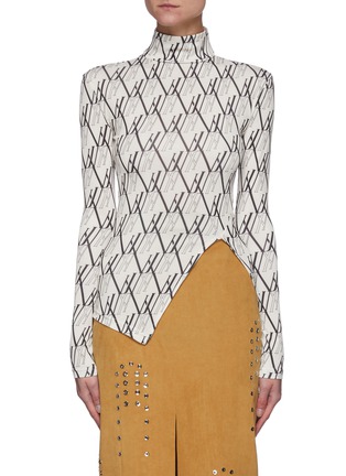 Main View - Click To Enlarge - JACQUES WEI - Monogram Print Long Sleeves Top