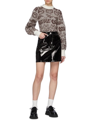 Figure View - Click To Enlarge - GANNI - Soft Wool Brown Print Knit Jumper