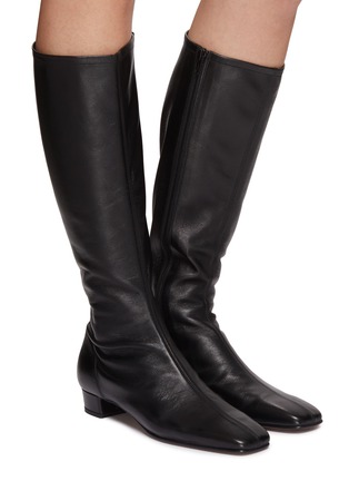 Figure View - Click To Enlarge - BY FAR - Edie' Square Toe Leather Knee-high Boots