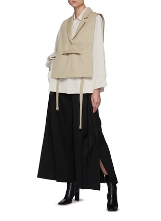 Figure View - Click To Enlarge - SANS TITRE - Belted Wool Vest With Lapels