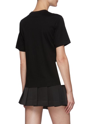 Back View - Click To Enlarge - MING MA - Contrast Pleated Panel Cotton T-shirt