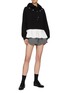 Figure View - Click To Enlarge - MING MA - Pearl Appliqued Cotton Blend Drawstring Hoodie With Contrasting Pleated Hem