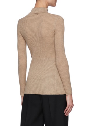 Back View - Click To Enlarge - CRUSH COLLECTION - Panelled Front Slit Ribbed Cashmere Knit Sweater