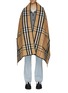 Main View - Click To Enlarge - BURBERRY - Archive Check Wool Cashmere Blend Fringe Cape