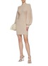 Figure View - Click To Enlarge - STAUD - Puffed Long Sleeve Chunky Rayon Knee Length Dress