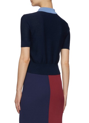 Back View - Click To Enlarge - STAUD - Asymmetric Polo Collar Merino Wool Blend Knit Top