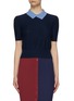 Main View - Click To Enlarge - STAUD - Asymmetric Polo Collar Merino Wool Blend Knit Top