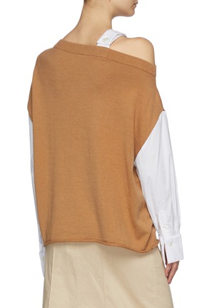 Back View - Click To Enlarge - STAUD - Cuffed Sleeve One Shoulder Cotton Blend Knit Top