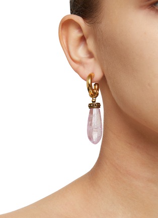 Figure View - Click To Enlarge - ALEXANDER MCQUEEN - Long Stone Brass Earring