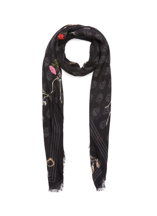 Main View - Click To Enlarge - ALEXANDER MCQUEEN - Skull Skeleton Graphic Modal Scarf