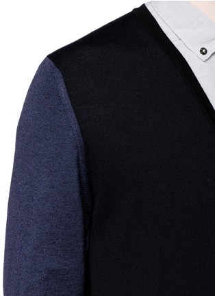 Detail View - Click To Enlarge - LANVIN - Mixed media contrast sleeve cardigan
