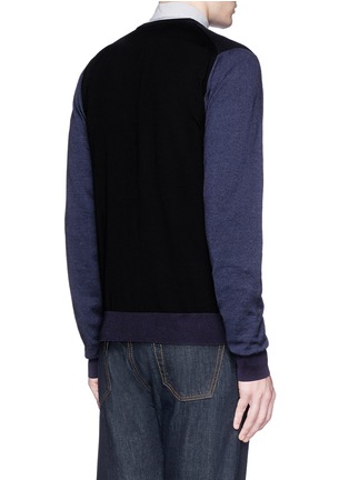 Back View - Click To Enlarge - LANVIN - Mixed media contrast sleeve cardigan