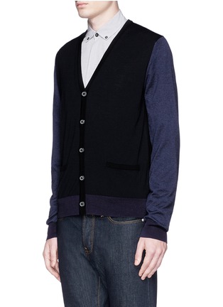 Front View - Click To Enlarge - LANVIN - Mixed media contrast sleeve cardigan