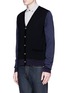 Front View - Click To Enlarge - LANVIN - Mixed media contrast sleeve cardigan