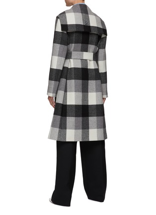 Back View - Click To Enlarge - PORTSPURE - SINGLE BREAST BELTED CHECK LONG COAT