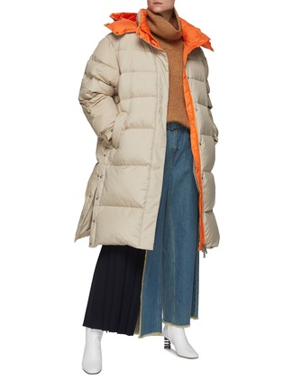 Figure View - Click To Enlarge - PORTSPURE - CONTRASTING HOOD LONG PUFFER JACKET
