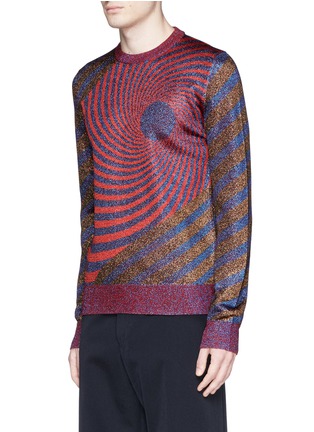 Front View - Click To Enlarge - MAISON MARGIELA - 'Spiral' jacquard birdseye lamé sweater