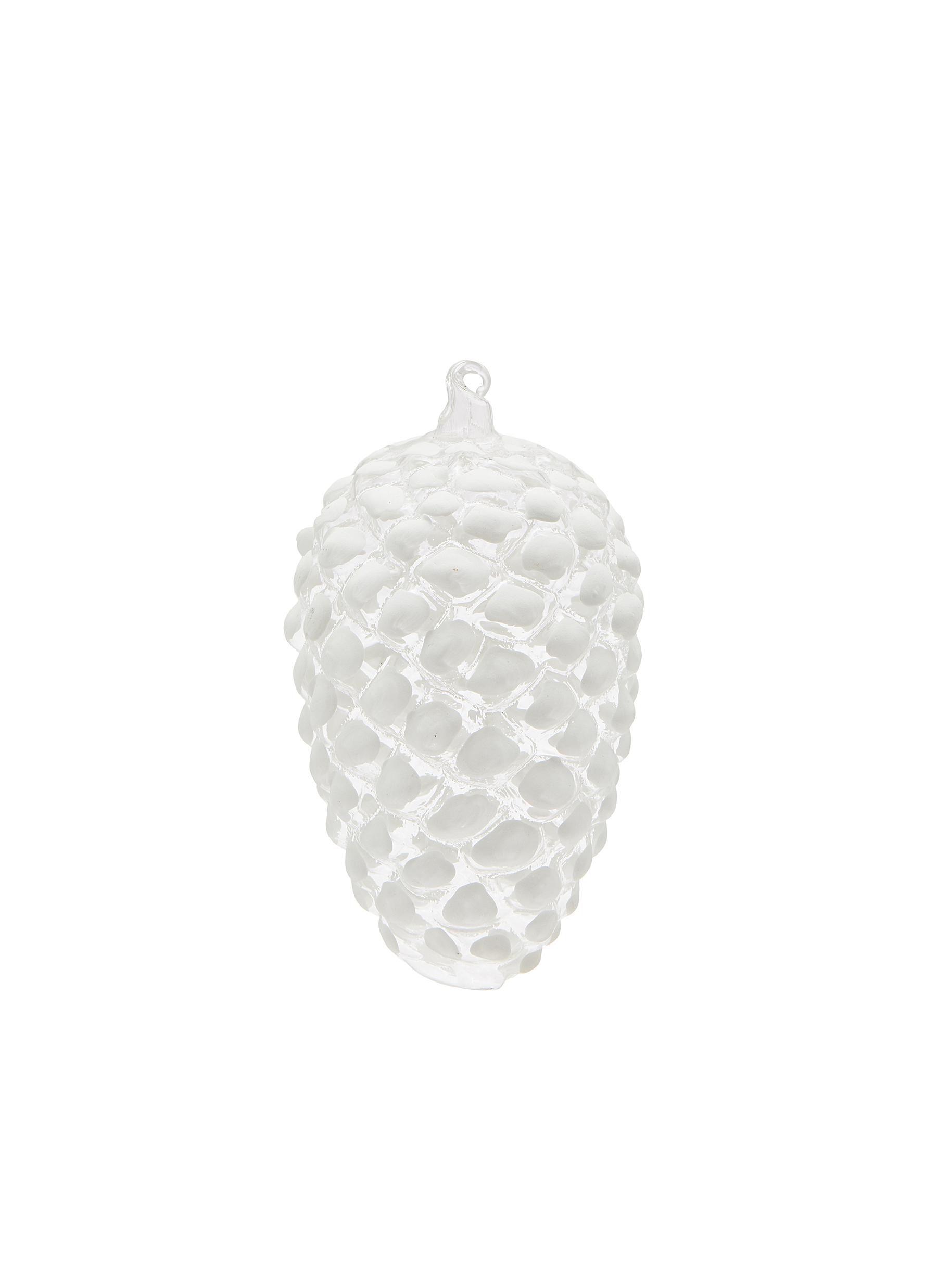 Glass Pine Cone Ornament - White